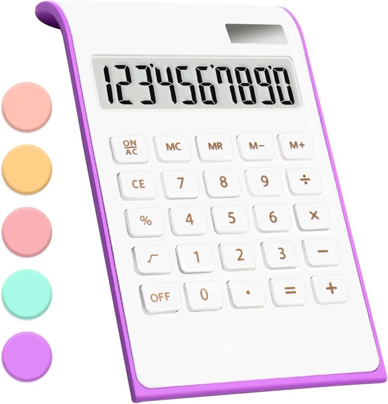 Office Desk Calculator, Cute Calculator for Kids, Basic Calculators Desktop, Dual Power Simple Financial Calculator with Big Button Large Display for Office Home and School