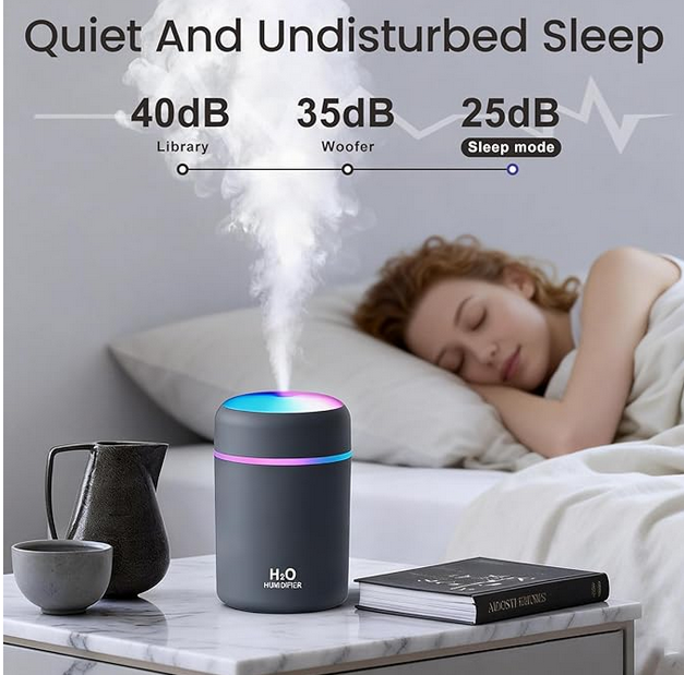 Portable Colorful Cool Mini Humidifier,Aroma Essential USB Personal Desktop Humidifier,. Perfect for Bedroom, Office &amp; Car(300ml, White)