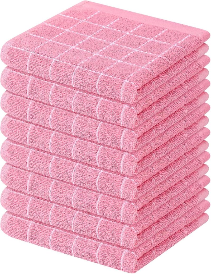 Highly Absorbent, Fast Drying 100% Cotton Washcloths for Bathroom and Face, 12 x 12 inches, Petal Pink, 24-Pack