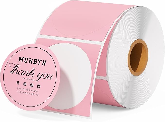 MUNBYN 2 Inch Circle Thermal Sticker Labels, Self-Adhesive Round Direct Thermal Labels for Business, 750 Sheets/1 Roll