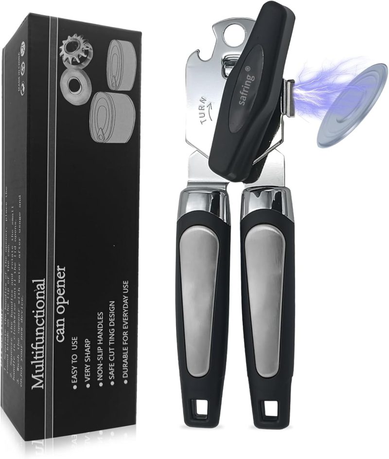 Commercial Can Opener Manual Heavy Duty Stainless Steel Handheld Smooth Edge Can Opener for Seniors for Kitchen 