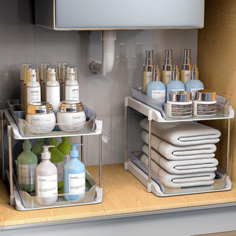 EUDELE Adhesive Shower Caddy, 5 Pack Rustproof Stainless Steel Bath Organizers With Large Capacity, No Drilling Shelves for Bathroom Storage &amp; Home Decor