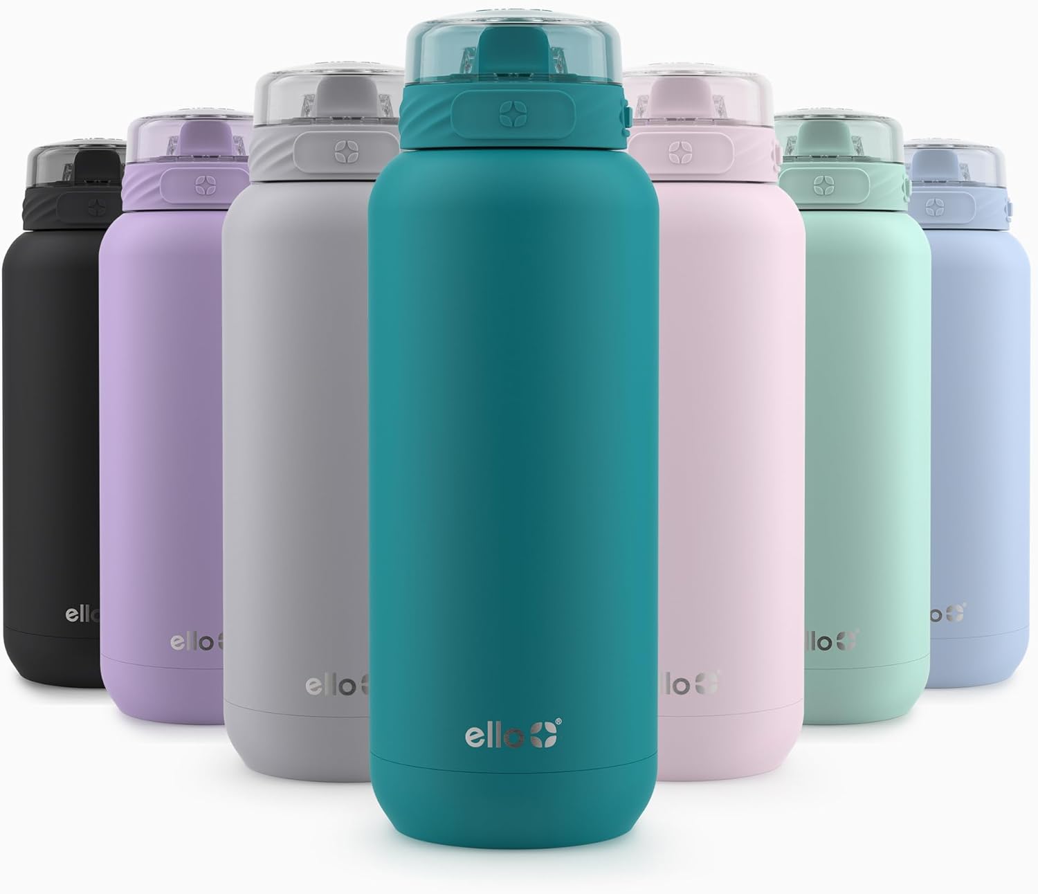 Ello Cooper 22oz Stainless Steel Water Bottle Vacuum Insulated with Straw and Carry Handle, Leak Proof Locking Lid with Soft Silicone Spout, Fits Car Cupholder, Dishwasher Safe, Figgy Pudding