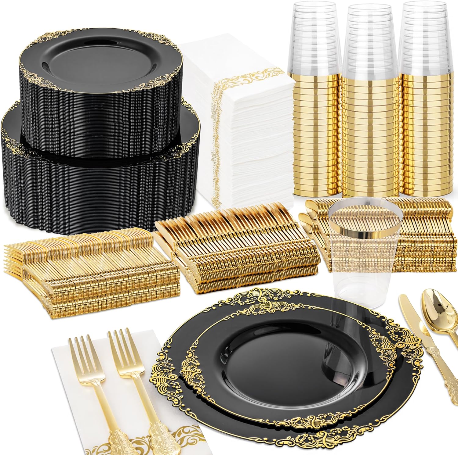 1 DISPOSABLE GOLD SPOON 1 PLATE 1 CUP SET
